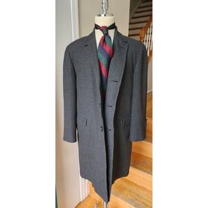 Vtg 1960s Westbury Gray Wool Houndstooth Tweed Overcoat Topcoat 40